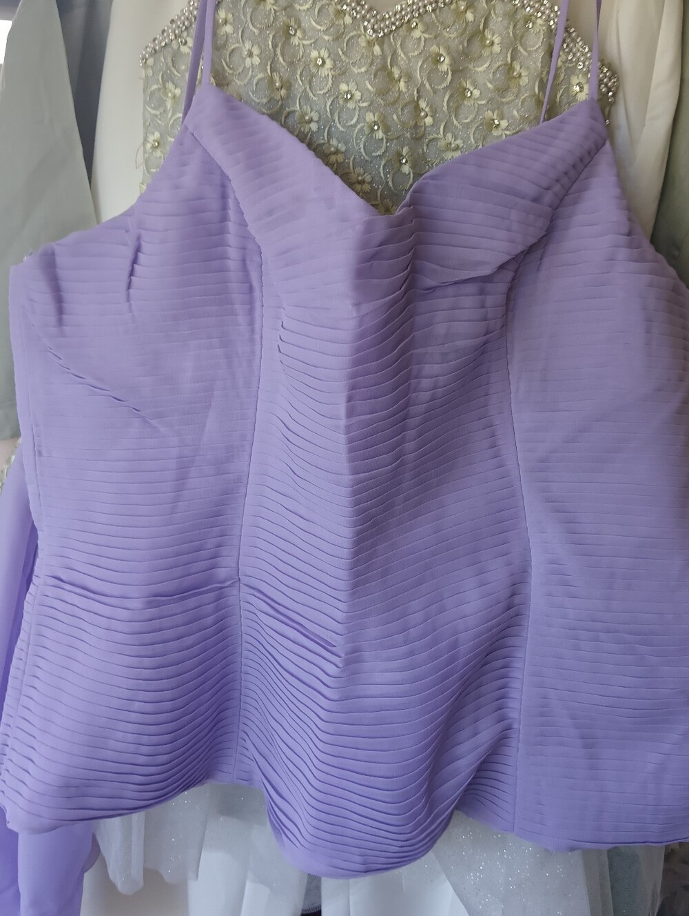 Women’s Lilac Chiffon Spaghetti-Strap Top With Scarf